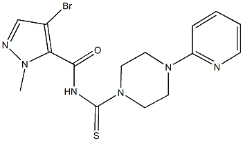 4-bromo-1-methyl-N-{[4-(2-pyridinyl)-1-piperazinyl]carbothioyl}-1H-pyrazole-5-carboxamide Struktur