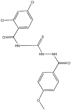 2,4-dichloro-N-{[2-(4-methoxybenzoyl)hydrazino]carbothioyl}benzamide Struktur