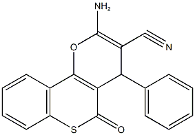 2-amino-5-oxo-4-phenyl-4H,5H-thiochromeno[4,3-b]pyran-3-carbonitrile Struktur