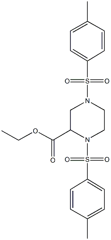 ethyl 1,4-bis[(4-methylphenyl)sulfonyl]-2-piperazinecarboxylate Struktur