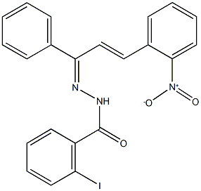 N'-(3-{2-nitrophenyl}-1-phenylprop-2-enylidene)-2-iodobenzohydrazide Struktur