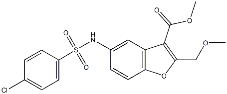 methyl 5-{[(4-chlorophenyl)sulfonyl]amino}-2-(methoxymethyl)-1-benzofuran-3-carboxylate Struktur