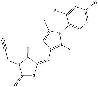 5-{[1-(4-bromo-2-fluorophenyl)-2,5-dimethyl-1H-pyrrol-3-yl]methylene}-3-(2-propynyl)-1,3-thiazolidine-2,4-dione Struktur