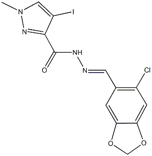 N'-[(6-chloro-1,3-benzodioxol-5-yl)methylene]-4-iodo-1-methyl-1H-pyrazole-3-carbohydrazide Struktur