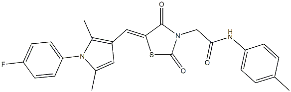 2-(5-{[1-(4-fluorophenyl)-2,5-dimethyl-1H-pyrrol-3-yl]methylene}-2,4-dioxo-1,3-thiazolidin-3-yl)-N-(4-methylphenyl)acetamide Struktur