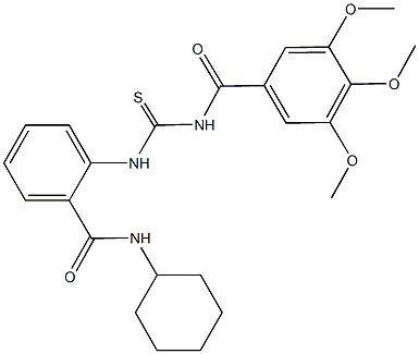 N-cyclohexyl-2-({[(3,4,5-trimethoxybenzoyl)amino]carbothioyl}amino)benzamide Struktur