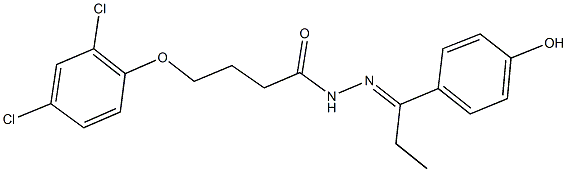 4-(2,4-dichlorophenoxy)-N'-[1-(4-hydroxyphenyl)propylidene]butanohydrazide Struktur