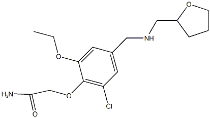 2-(2-chloro-6-ethoxy-4-{[(tetrahydro-2-furanylmethyl)amino]methyl}phenoxy)acetamide Struktur