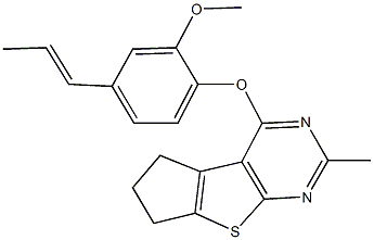 4-[2-methoxy-4-(1-propenyl)phenoxy]-2-methyl-6,7-dihydro-5H-cyclopenta[4,5]thieno[2,3-d]pyrimidine Struktur