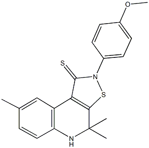 2-(4-methoxyphenyl)-4,4,8-trimethyl-4,5-dihydroisothiazolo[5,4-c]quinoline-1(2H)-thione Struktur