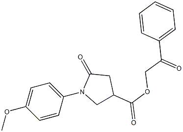 2-oxo-2-phenylethyl 1-(4-methoxyphenyl)-5-oxo-3-pyrrolidinecarboxylate Struktur