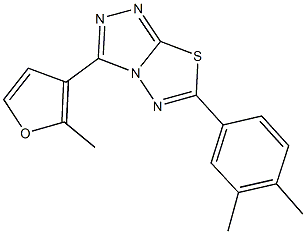 6-(3,4-dimethylphenyl)-3-(2-methyl-3-furyl)[1,2,4]triazolo[3,4-b][1,3,4]thiadiazole Struktur