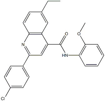 2-(4-chlorophenyl)-6-ethyl-N-(2-methoxyphenyl)-4-quinolinecarboxamide Struktur