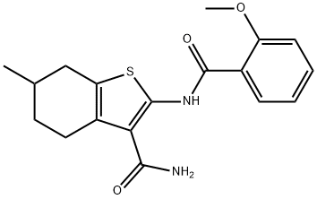 2-[(2-methoxybenzoyl)amino]-6-methyl-4,5,6,7-tetrahydro-1-benzothiophene-3-carboxamide Struktur