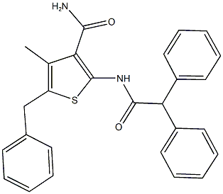 5-benzyl-2-[(diphenylacetyl)amino]-4-methylthiophene-3-carboxamide Struktur