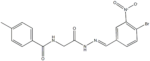 N-[2-(2-{4-bromo-3-nitrobenzylidene}hydrazino)-2-oxoethyl]-4-methylbenzamide Struktur