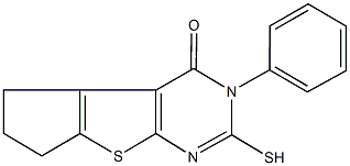 3-phenyl-2-thioxo-1,2,3,5,6,7-hexahydro-4H-cyclopenta[4,5]thieno[2,3-d]pyrimidin-4-one Struktur