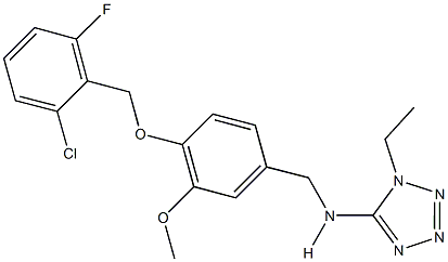 N-{4-[(2-chloro-6-fluorobenzyl)oxy]-3-methoxybenzyl}-N-(1-ethyl-1H-tetraazol-5-yl)amine Struktur