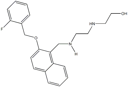 2-({2-[({2-[(2-fluorobenzyl)oxy]-1-naphthyl}methyl)amino]ethyl}amino)ethanol Struktur