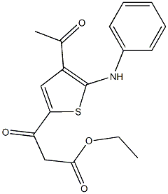 ethyl 3-(4-acetyl-5-anilino-2-thienyl)-3-oxopropanoate Struktur