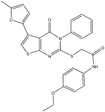 N-(4-ethoxyphenyl)-2-{[5-(5-methyl-2-furyl)-4-oxo-3-phenyl-3,4-dihydrothieno[2,3-d]pyrimidin-2-yl]sulfanyl}acetamide Struktur