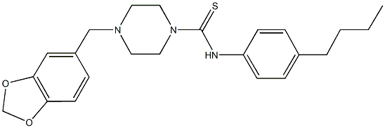 4-(1,3-benzodioxol-5-ylmethyl)-N-(4-butylphenyl)-1-piperazinecarbothioamide Struktur