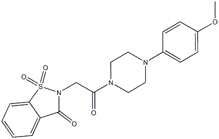 2-{2-[4-(4-methoxyphenyl)-1-piperazinyl]-2-oxoethyl}-1,2-benzisothiazol-3(2H)-one 1,1-dioxide Struktur