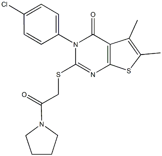 3-(4-chlorophenyl)-5,6-dimethyl-2-{[2-oxo-2-(1-pyrrolidinyl)ethyl]sulfanyl}thieno[2,3-d]pyrimidin-4(3H)-one Struktur