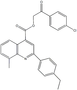 2-(4-chlorophenyl)-2-oxoethyl 2-(4-ethylphenyl)-8-methyl-4-quinolinecarboxylate Struktur