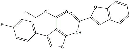 ethyl 2-[(1-benzofuran-2-ylcarbonyl)amino]-4-(4-fluorophenyl)-3-thiophenecarboxylate Struktur