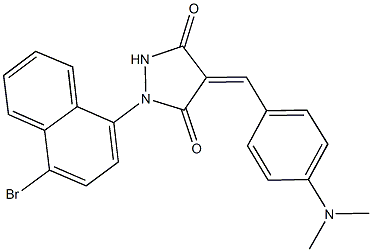 1-(4-bromo-1-naphthyl)-4-[4-(dimethylamino)benzylidene]-3,5-pyrazolidinedione Struktur