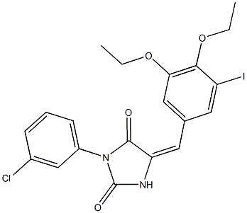 3-(3-chlorophenyl)-5-(3,4-diethoxy-5-iodobenzylidene)-2,4-imidazolidinedione Struktur