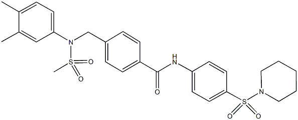 4-{[3,4-dimethyl(methylsulfonyl)anilino]methyl}-N-[4-(1-piperidinylsulfonyl)phenyl]benzamide Struktur