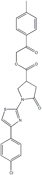 2-(4-methylphenyl)-2-oxoethyl 1-[4-(4-chlorophenyl)-1,3-thiazol-2-yl]-5-oxo-3-pyrrolidinecarboxylate Struktur