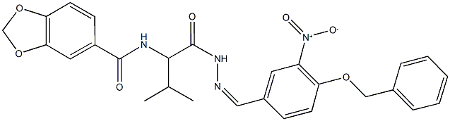 N-[1-({2-[4-(benzyloxy)-3-nitrobenzylidene]hydrazino}carbonyl)-2-methylpropyl]-1,3-benzodioxole-5-carboxamide Struktur