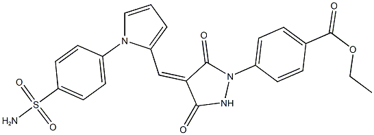 ethyl 4-[4-({1-[4-(aminosulfonyl)phenyl]-1H-pyrrol-2-yl}methylene)-3,5-dioxo-1-pyrazolidinyl]benzoate Struktur