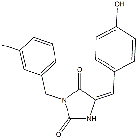 5-(4-hydroxybenzylidene)-3-(3-methylbenzyl)-2,4-imidazolidinedione Struktur