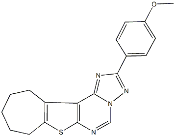 methyl 4-(9,10,11,12-tetrahydro-8H-cyclohepta[4,5]thieno[3,2-e][1,2,4]triazolo[1,5-c]pyrimidin-2-yl)phenyl ether Struktur