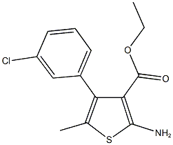 ethyl 2-amino-4-(3-chlorophenyl)-5-methyl-3-thiophenecarboxylate Struktur