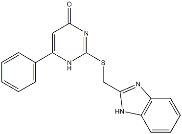 2-[(1H-benzimidazol-2-ylmethyl)sulfanyl]-6-phenyl-4(1H)-pyrimidinone Struktur