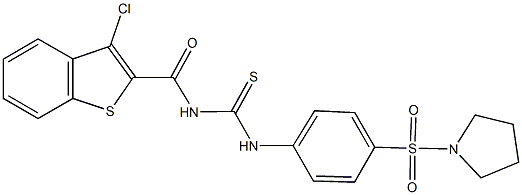 N-[(3-chloro-1-benzothien-2-yl)carbonyl]-N'-[4-(pyrrolidin-1-ylsulfonyl)phenyl]thiourea Struktur