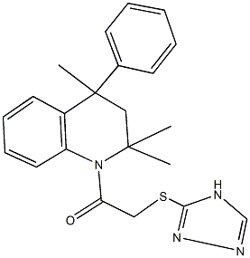 2,2,4-trimethyl-4-phenyl-1-[(4H-1,2,4-triazol-3-ylsulfanyl)acetyl]-1,2,3,4-tetrahydroquinoline Struktur