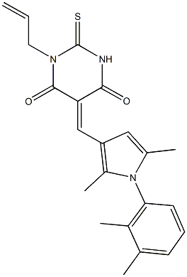 1-allyl-5-{[1-(2,3-dimethylphenyl)-2,5-dimethyl-1H-pyrrol-3-yl]methylene}-2-thioxodihydro-4,6(1H,5H)-pyrimidinedione Struktur