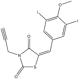 5-(3,5-diiodo-4-methoxybenzylidene)-3-(2-propynyl)-1,3-thiazolidine-2,4-dione Struktur