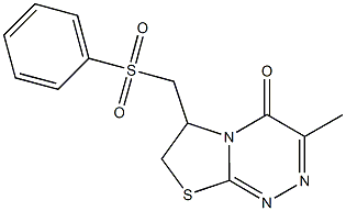 3-methyl-6-[(phenylsulfonyl)methyl]-6,7-dihydro-4H-[1,3]thiazolo[2,3-c][1,2,4]triazin-4-one Struktur