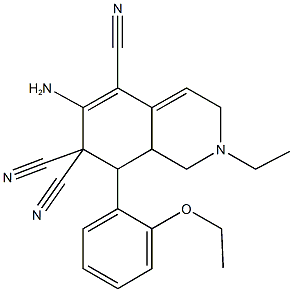 6-amino-8-(2-ethoxyphenyl)-2-ethyl-2,3,8,8a-tetrahydro-5,7,7(1H)-isoquinolinetricarbonitrile Struktur