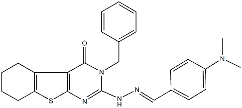 4-(dimethylamino)benzaldehyde (3-benzyl-4-oxo-3,4,5,6,7,8-hexahydro[1]benzothieno[2,3-d]pyrimidin-2-yl)hydrazone Struktur