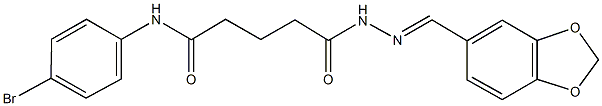 5-[2-(1,3-benzodioxol-5-ylmethylene)hydrazino]-N-(4-bromophenyl)-5-oxopentanamide Struktur