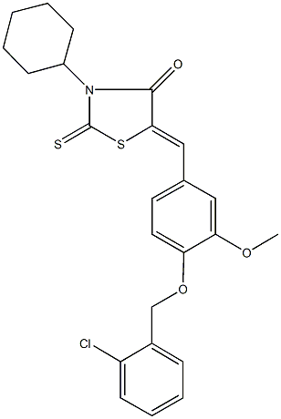 5-{4-[(2-chlorobenzyl)oxy]-3-methoxybenzylidene}-3-cyclohexyl-2-thioxo-1,3-thiazolidin-4-one Struktur