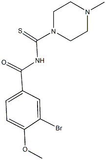 3-bromo-4-methoxy-N-[(4-methyl-1-piperazinyl)carbothioyl]benzamide Struktur